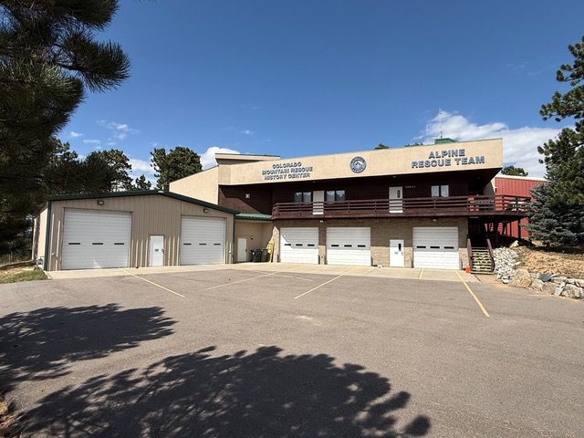 The shared building in Evergreen, with the History Center on the left and the Alpine Rescue Team on the right